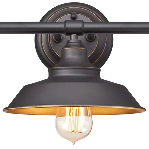 Westinghouse 6344900 Iron Hill 30x22 Wide 3 Light Bathroom Vanity Light with Metal Oil Rubbed Bronze