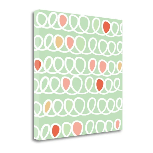 20x22 x 20x22 Curls Mint and Coral by Linda Woods Fine Art Giclee Print