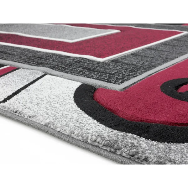 MDA Home Glamour Red/Black Polypropylene Area Rug - 8&1x22 x 10&5x22