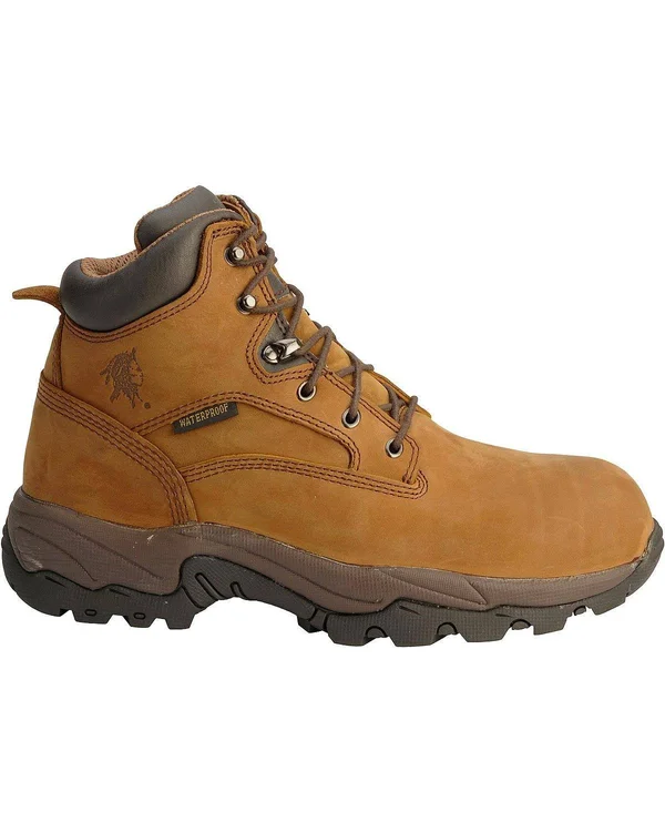 Chippewa Boots: Men's Waterproof 55160 Brown Leather 6 inch Work Boots