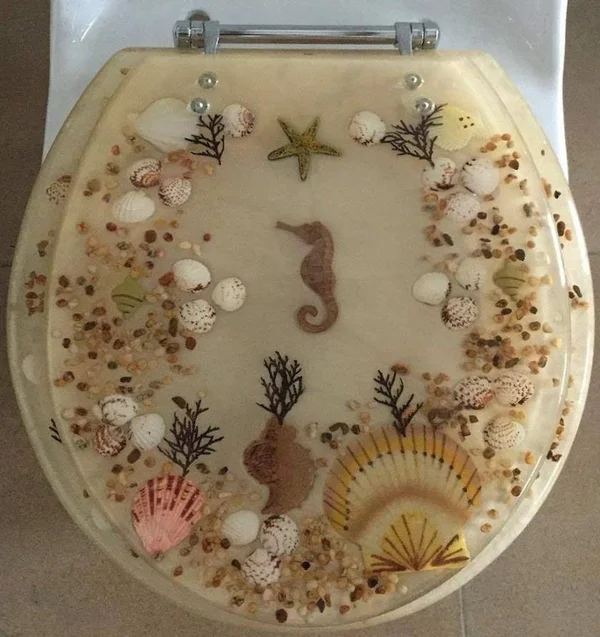 Jewel Shell Toilet Seat, Beige