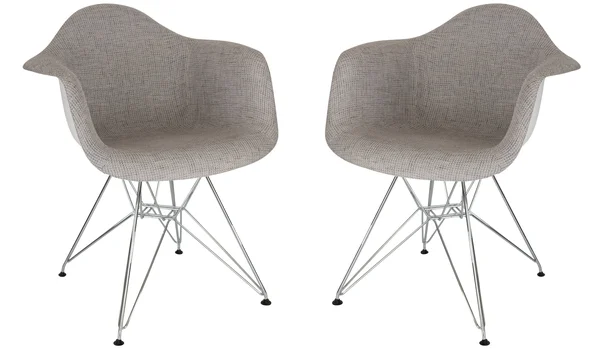LeisureMod W24GRT2 Willow Fabric Eiffel Accent Chair - Set of 2