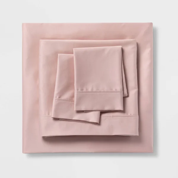 California King 500 Thread Count Tri-Ease Solid Sheet Set Blush - Threshold