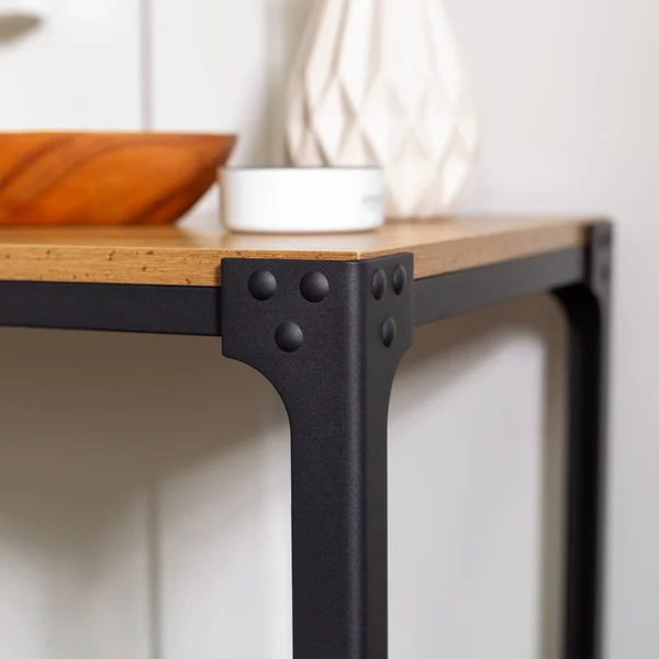 Angle Iron Rustic Wood Sofa Entry Table Barnwood Saracina Home