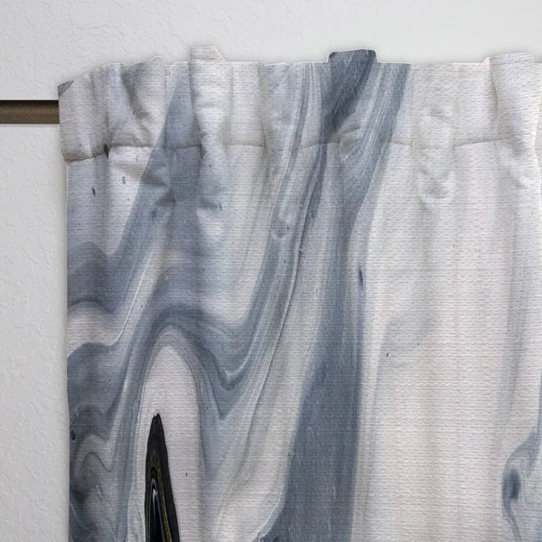 Designart &White - Grey and White Hand Painted Marble Acrylic& Mid-CenturyCurtain Panel - 52 in. Wide x 84 in. High - 1 Panel