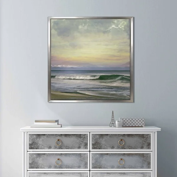 Our View by Mike Calascibetta Print on Canvas in Floating Frame - Gray - 27.5x22 x 27.5x22 x 2x22