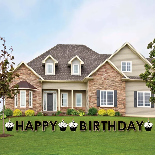 Adult Happy Birthday - Gold - Yard Sign Outdoor Lawn Decorations - Happy Birthday Yard Signs - 14.5 inches x 19 inches