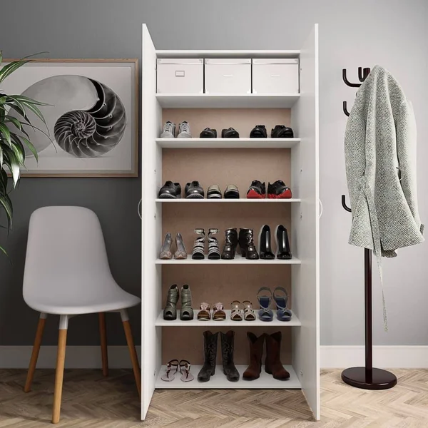vidaXL Shoe Cabinet White 31.5x22x14x22x70.9x22 Chipboard