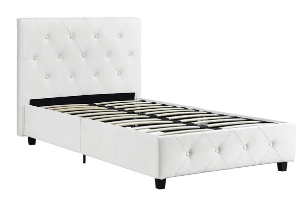 DHP Dakota Upholstered Faux Leather Platform Bed - Twin, White