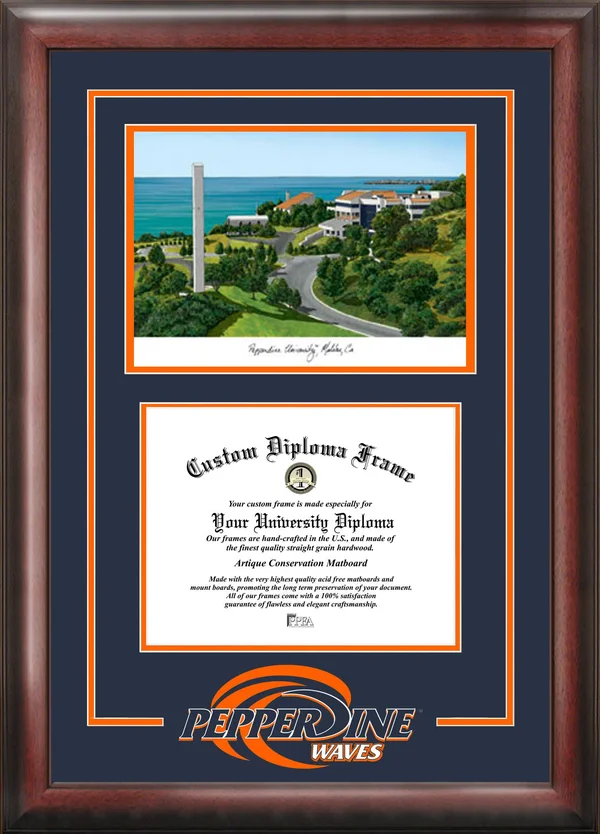 Pepperdine Waves 8.5x22 x 11x22 Spirit Graduate Frame with Campus Image