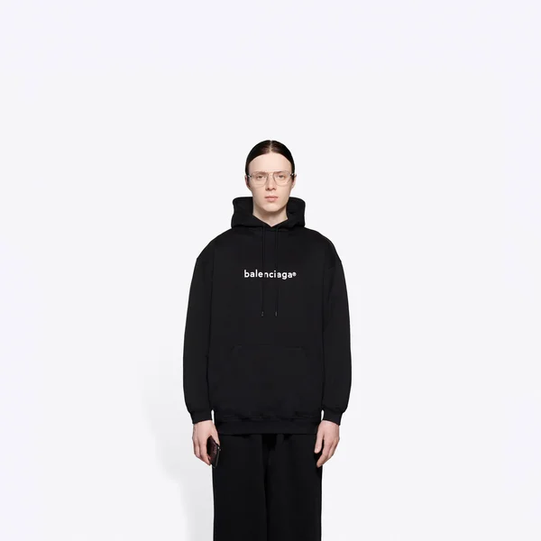 Balenciaga Medium Fit Hoodie - Black - Hoodies