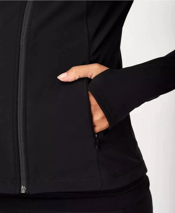 Sweaty Betty Power Workout Zip Through Jacket, Black, Women's Xxs