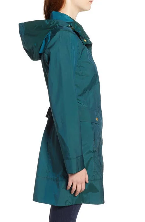 Cole Haan Packable Hooded Raincoat - Pine