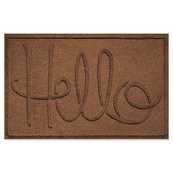 Weather Guard Hello 24x22 x 36x22 Door Mat in Dark Brown