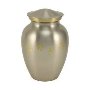 A Pet&s Life Classic Paw Print Personalized Dog & Cat Urn - Pewter, Large