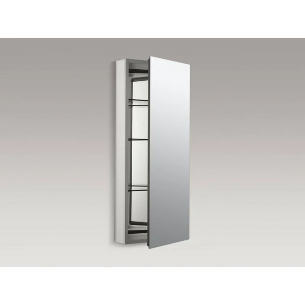 KOHLER K-2913-PG-SAA Catalan 15x22 W X 36-1/8x22 H Aluminum Single-Door Medicine Cabinet with 107 Degree Hinge - Satin Anodized