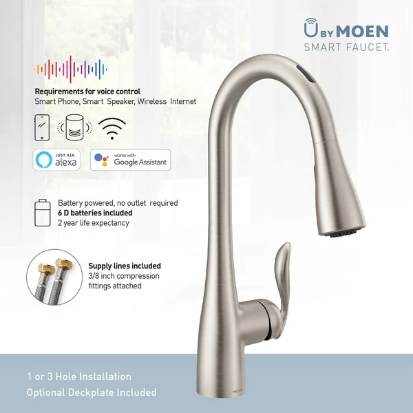 Moen Arbor Voice Activated One-Handle Pulldown Kitchen Faucet, Oil-Rubbed Bronze - 7594EVORB