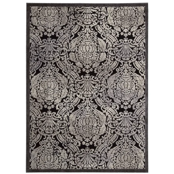 Nourison Graphic Illusions Black Area Rug GIL09 3&6x22 x 5&6x22