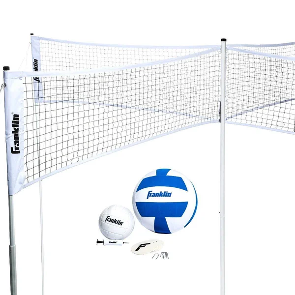 Franklin Sports Quad Volleyball - Volleyball Meets 4 Square - Complete Net System, Jumbo and Traditional Volleyballs Included, B
