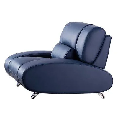 Moselle 43x22 Wide Tufted Armchair Orren Ellis Fabric: Blue Faux Leather