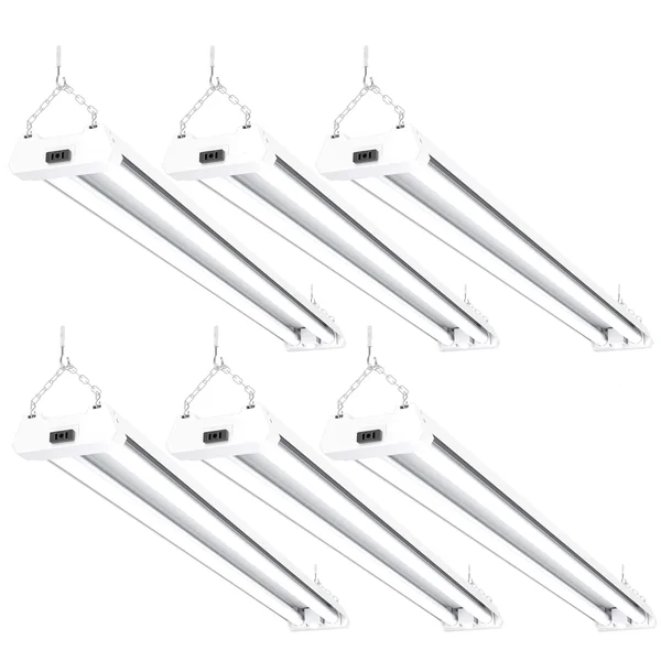 Sunco Lighting 6 Pack - Motion Sensor - Energy Star, ETL 4ft 40W LED Utility Shop Light 4000lm 120W Equivalent, Double Integrated