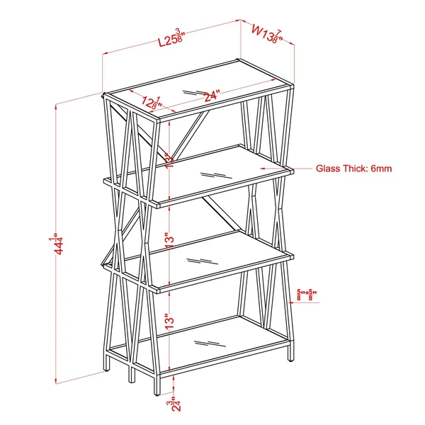 Furniture of America Albaric Modern Black Metal Display Bookcase - 5-Shelf Large