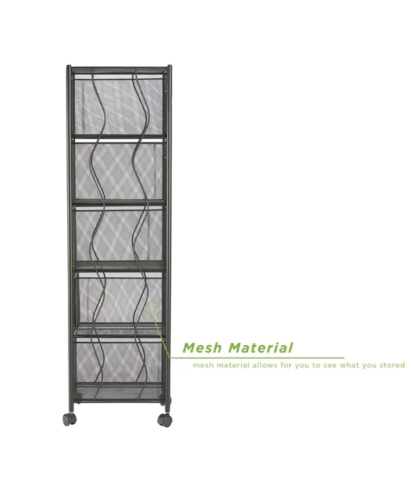 Mind Reader 5 Drawer Cart, Rolling Mesh Office Cart, File Storage Cart, Utility Cart, Heavy Duty Multi-Purpose Cart in Black