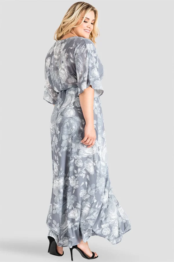 Standards & Practices Plus Size Olivia Floral Kimono Wrap Maxi Dress