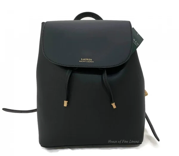 Lauren Ralph Lauren Dryden Flap Leather Backpack (Black/Crimson)