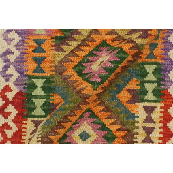 Geometric Kilim Linette Beige Rust Hand Woven Area Rugs