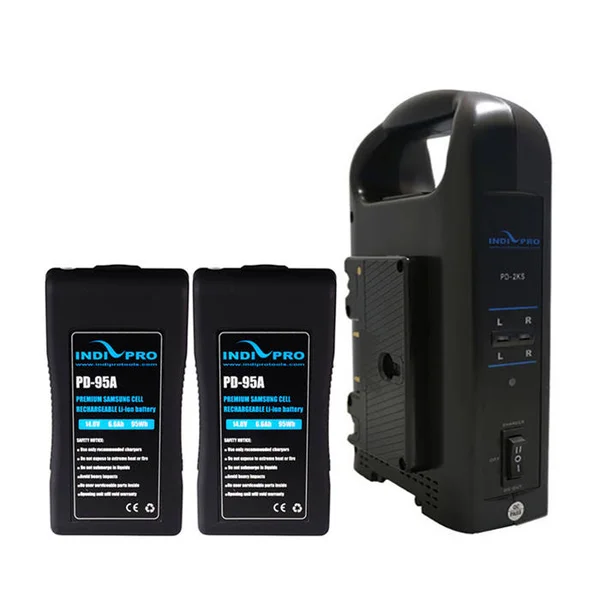 IndiPRO Tools Two 95Wh Li-ion Batteries and Dual Charger Kit (Gold-Mount)