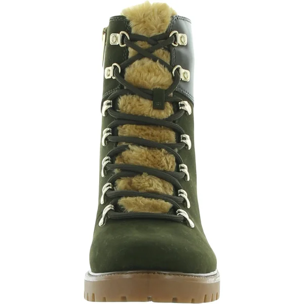 Tommy Hilfiger Lamere Womens Suede Almond Toe Booties - Medium Green