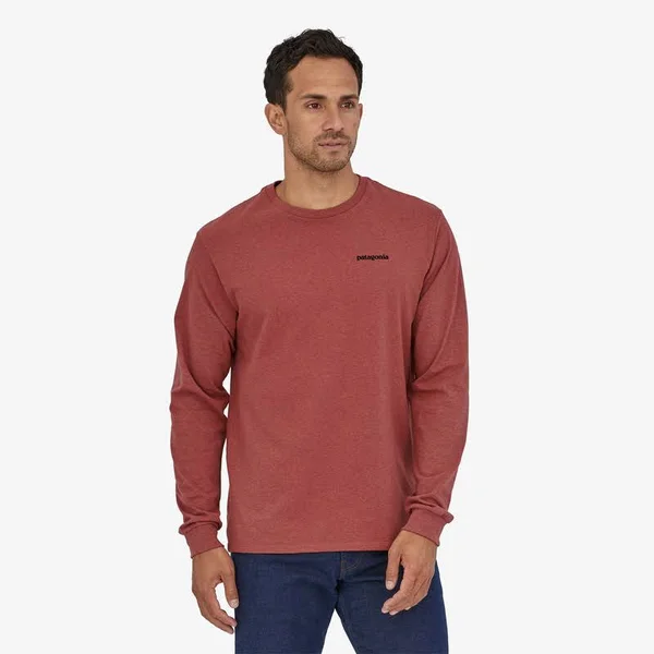 Patagonia Men's Long-Sleeved P-6 Logo Responsibili-Tee Crater Blue, M