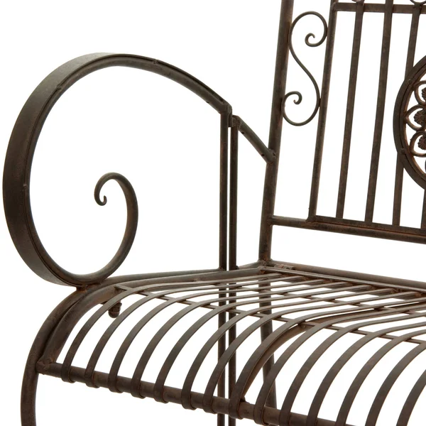 Oriental Furniture Rustic Metal Garden Bench - Rust Patina