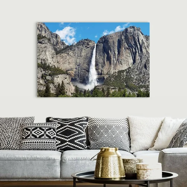 View of Yosemite Falls in SPRING, Yosemite National Park, California, Canvas Wall Art, 60x40, Great Big Canvas
