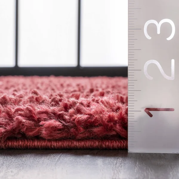 nuLOOM Kara Solid Shag Area Rug - Size: 6& Round, Red
