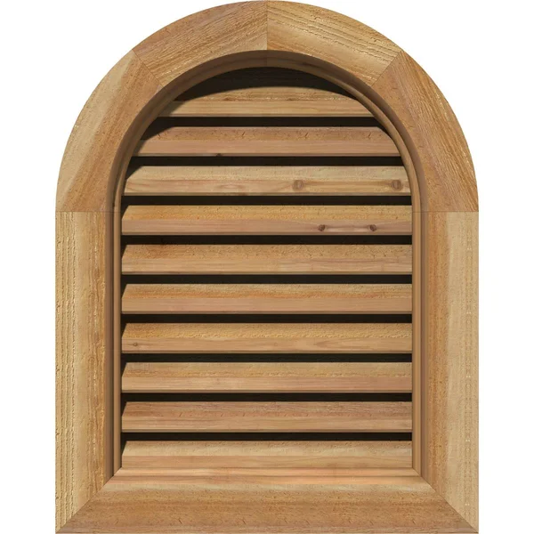Ekena Millwork GVWRT12X3000RFUWR 12x22W x 30x22H Round Top Gable Vent (17x22W x 35x22H Frame Size): Unfinished, Functional, Roug