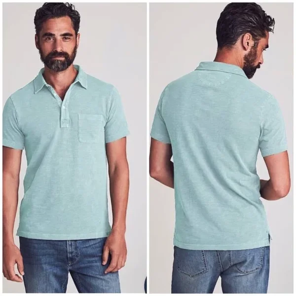 Faherty Sunwashed Polo Shirt - Men's Water Blue, M
