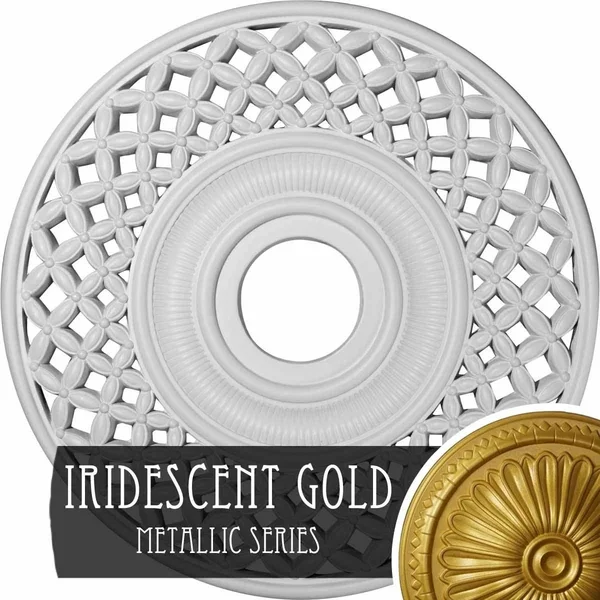 22 1/4 inchod x 4 3/4 inchid x 1 1/4 inchp Robin Ceiling Medallion (Fits Canopies Up to 6 1/4 inch), Hand-Painted Iridescent Gol
