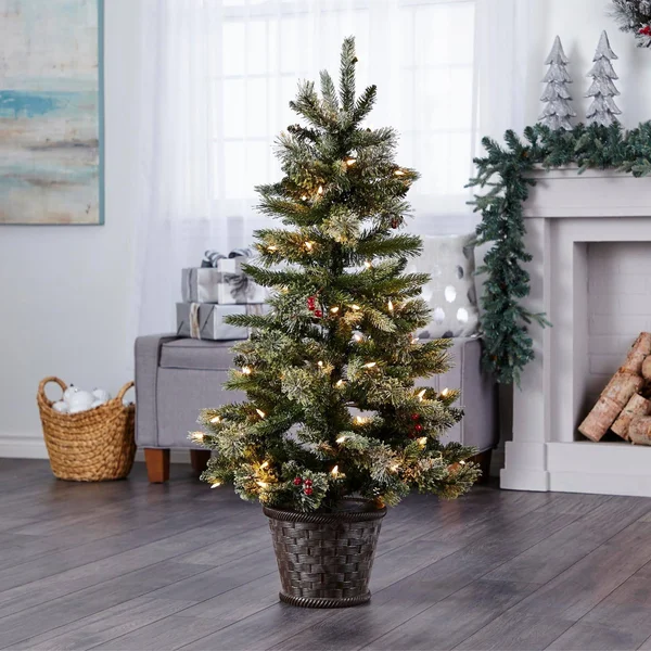 Noma 4-Foot Jackson Potted Christmas Tree - 80 Warm White LED Bulbs, 287 Pine Tips