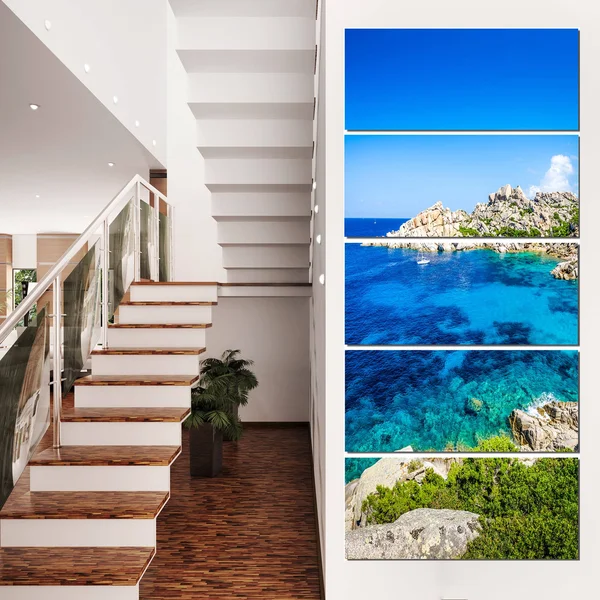 Design Art Ocean Bay with Turquoise Water - Seascape Photo Canvas Print - 20 in. Wide x 40 in. High - 1 Panel