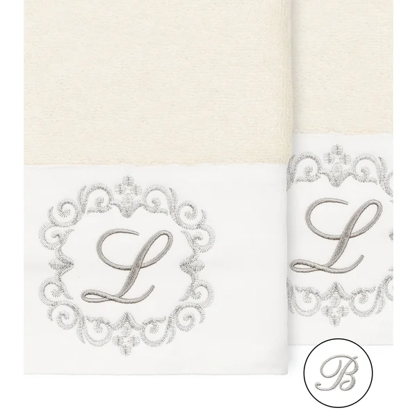 Linum Home Textiles 100% Turkish Cotton Monica 2pc Embellished Bath Towel Set, Size: 27 inch x 54 inch, Brown