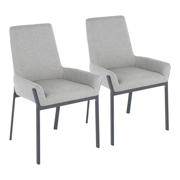 LumiSource Odessa Grey Fabric & Black Steel Dining Chair (Set of 2)