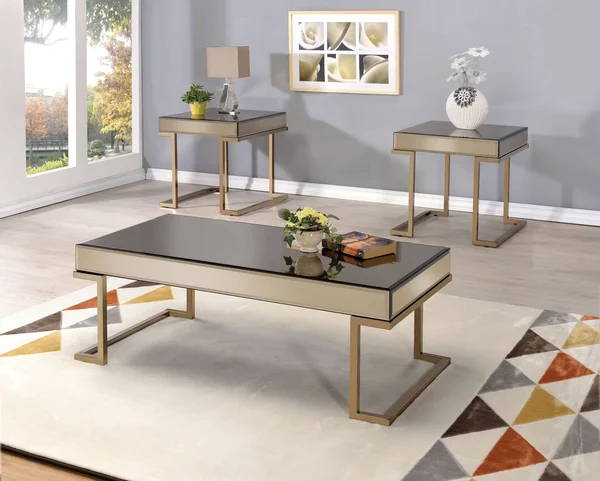 Acme Furniture Boice Smoky Mirror & Champagne End Table