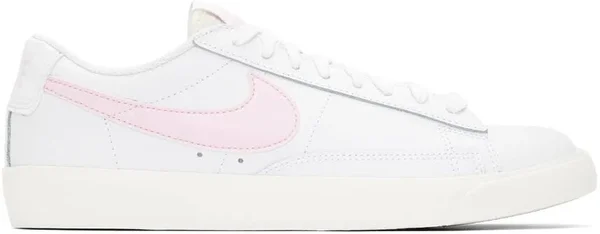 Nike White & Pink Leather Blazer Low Sneakers